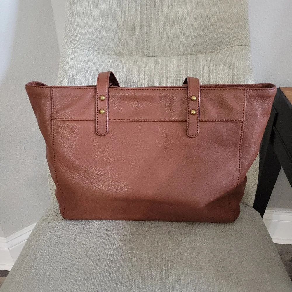 Fossil Brown Leather Tote Bag - Picture 2 of 7